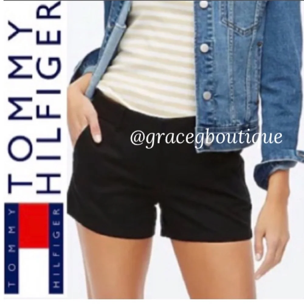 Tommy Hilfiger Black Shorts Classic Fit Essential Neutral Black Womens Size 10
